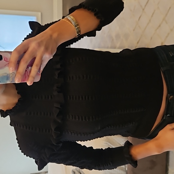LOS ANGELES ATELIER & OTHER STORIES BLACK RUFFLE PULLOVER SWEATER SZ XS $79 - Picture 2 of 4